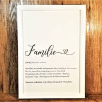 Personalisiertes Poster Familie, Definition Familie,  Geschenk zum Muttertag, Vatertag, Geburtstag, Kunstdruck A4 Bild 1
