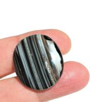 Ring schwarz taupe Achat oval 26 x 30 Millimeter großer Stein Streifen Geschenk für sie Bild 2