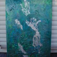 Acrylbild SILBERGRÜN Acrylmalerei Gemälde abstrakte Kunst auf Keilrahmen grünes Bild Malerei Kunst direkt vom Künstler Bild 2