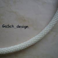 Häkelarmband, gehäkeltes Perlenarmband * Viel Wollweiß Bild 2