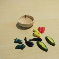 Miniatur Gemüse in der Holzschüssel  - zur Dekoration oder zum Basteln - Puppenhaus Bild 2