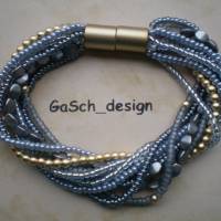 Set * Fädelkette und Armband * Strippenzieher in grau goldfarben Bild 3