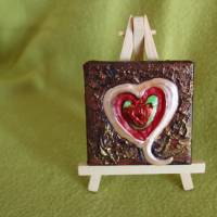 Minibild PASTELLHERZ Acrylmalerei Keilrahmen Staffelei Geschenk zu Muttertag Valentinstag für Verliebte Bild 1