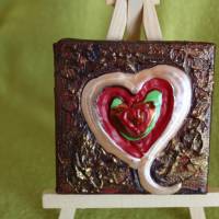 Minibild PASTELLHERZ Acrylmalerei Keilrahmen Staffelei Geschenk zu Muttertag Valentinstag für Verliebte Bild 2