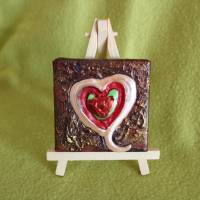 Minibild PASTELLHERZ Acrylmalerei Keilrahmen Staffelei Geschenk zu Muttertag Valentinstag für Verliebte Bild 3