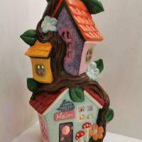Kleine Cottage aus Keramik zum Beleuchten Bild 1