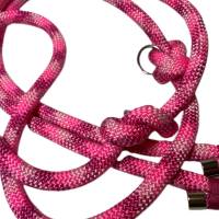 Hundeleine verstellbar, Tauleine, rosa, pink, fuchsia, Edelstahl, Wunschlänge Bild 3
