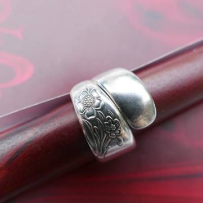 Besteckschmuck Ring   *Anemone* Ring aus einem Löffel Größe 60 Stielende