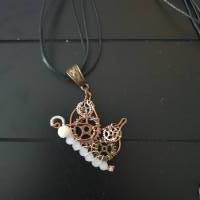 Schmetterling im Steampunk Design/ Schmuck aus Zahnrädern/ Drahtschmuck mit Perlen/ Unikat Halskette Bild 8