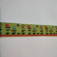 1m Webband mit Blumen 15mm breit, Meterware, Frühling, Ostern, Blüten, Sommer,  grün Bild 2