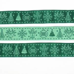 Webband Weihnachten - grün - weihnachtliche Bordüre - Blauberstern - Borte mit Weihnachtsmotiven Bild 3