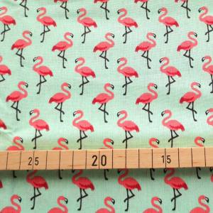 Baumwollstoff Flamingo - 13,00 EUR/m - hellgrün - 100% Baumwolle Bild 1