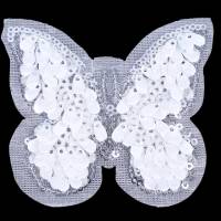 Aufbügler Schmetterling mit weißen Pailletten, 7,5 x 8,5 cm groß Bild 1