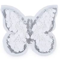 Aufbügler Schmetterling mit weißen Pailletten, 7,5 x 8,5 cm groß Bild 2
