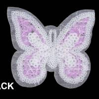 Aufbügler Schmetterling mit fliederfarbenen Pailletten, 7,5 x 8,5 cm groß Bild 2