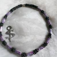 *Violett Rubber*  Kette und Ohrhänger aus recyceltem Fahrradschlauch schwarz lila Bild 2