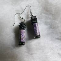 *Violett Rubber*  Kette und Ohrhänger aus recyceltem Fahrradschlauch schwarz lila Bild 3