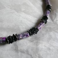 *Violett Rubber*  Kette und Ohrhänger aus recyceltem Fahrradschlauch schwarz lila Bild 4