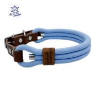 Hundehalsband, verstellbar, hellblau, cognac, Leder und Schnalle Bild 2