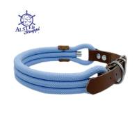Hundehalsband, verstellbar, hellblau, cognac, Leder und Schnalle Bild 4