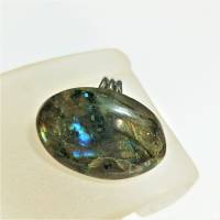 Ring mit 30 x 20 mm großem Labradorit Stein oval poliert schimmernd als Geschenk für sie Bild 3
