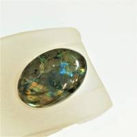 Ring mit 30 x 20 mm großem Labradorit Stein oval poliert schimmernd als Geschenk für sie Bild 5