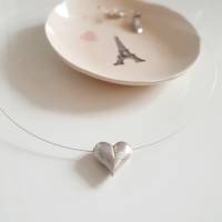 Silberkette mit Herzanhänger, minimalistisch und schlicht Bild 3