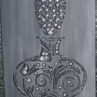 Acrylbild FLACON IN GRAU elegante Grautöne mit Glitzersteinchen auf einem Keilrahmen Collage Parfumflacon Bild 1