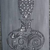 Acrylbild FLACON IN GRAU elegante Grautöne mit Glitzersteinchen auf einem Keilrahmen Collage Parfumflacon Bild 5