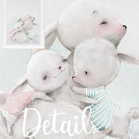 Kinderzimmer Bilder [A3] Hasen Familie Baby-Zimmer-Bild Tiere Poster  | Fluffy Hugs Bild 2