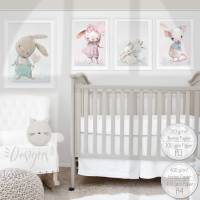 Kinderzimmer Bilder [A3] Hasen Familie Baby-Zimmer-Bild Tiere Poster  | Fluffy Hugs Bild 8