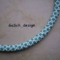 Häkelkette, gehäkelte Perlenkette * Berliner Weiße mit Schuss (Waldmeister) Bild 3