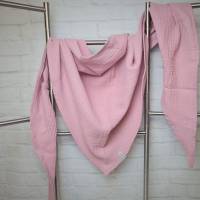 Dreieckstuch aus Musselinstoff, Musselintuch in rosa, leichter Schal, handmade von la piccola Antonella Bild 1