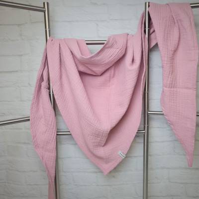 Dreieckstuch aus Musselinstoff, Musselintuch in rosa, leichter Schal, handmade von la piccola Antonella