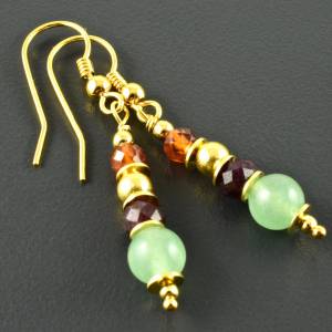 Ohrringe, Ohrhänger mit Edelsteinen und vergoldetem 925er Silber - Aventurin - Granat - Ohrschmuck - Geschenk Bild 2
