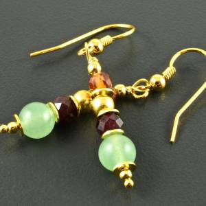 Ohrringe, Ohrhänger mit Edelsteinen und vergoldetem 925er Silber - Aventurin - Granat - Ohrschmuck - Geschenk Bild 3