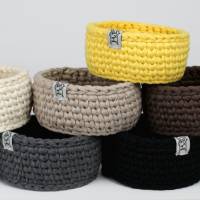 Nachhaltiges Utensilo gehäkelt dunkel-braun Häkelkorb aus Textilgarn recycelte Baumwolle Bild 9