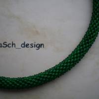 Häkelkette, gehäkelte Perlenkette * Unendlich viel Flaschengrün auf 89 cm Bild 2