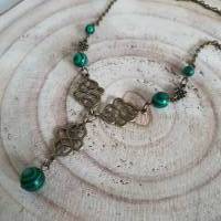 Briana - Keltischer Halskette mit Malachit Perlen & Keltischen Knoten/  Keltische Thread Kette/  Perlenkette Bild 1