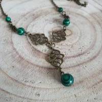 Briana - Keltischer Halskette mit Malachit Perlen & Keltischen Knoten/  Keltische Thread Kette/  Perlenkette Bild 2