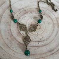 Briana - Keltischer Halskette mit Malachit Perlen & Keltischen Knoten/  Keltische Thread Kette/  Perlenkette Bild 4