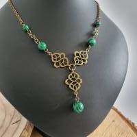 Briana - Keltischer Halskette mit Malachit Perlen & Keltischen Knoten/  Keltische Thread Kette/  Perlenkette Bild 6