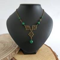 Briana - Keltischer Halskette mit Malachit Perlen & Keltischen Knoten/  Keltische Thread Kette/  Perlenkette Bild 7
