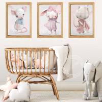 Kinderzimmer Dekoration [A3] Mädchen Hase Babyzimmer Bilder Tiere Poster  | Fluffy Hugs Bild 10