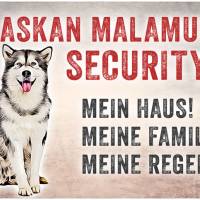 Hundeschild ALASKAN MALAMUTE SECURITY, wetterbeständiges Warnschild Bild 1