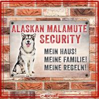 Hundeschild ALASKAN MALAMUTE SECURITY, wetterbeständiges Warnschild Bild 2