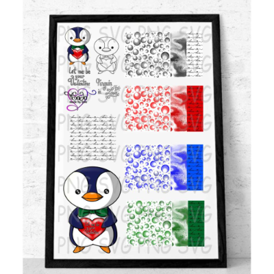 Plotterdatei und DigiStamp "Pinguin in Love" ,SVG, DXF, PNG, inkl. Digipapier