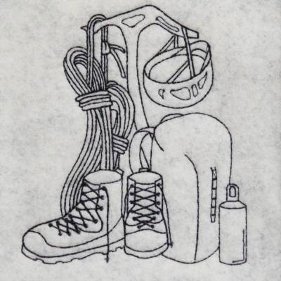 Stickdatei Rucksack Bergschuh Berge Wandern Klettern Alpin