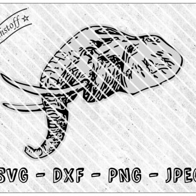 Plotterdatei - wildnis - Elefant - SVG - DXF - Datei - Mithstoff