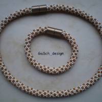 Häkelkette, gehäkelte Perlenkette * Hundert Honigwaben Bild 4